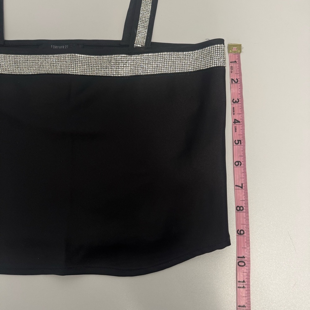 NWT Forever 21 black and rhinestone 2 piece cami and pants size S - Picture 8 of 16